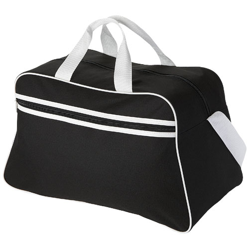 San Jose 2-Stripe Sports Duffel Bag - Black