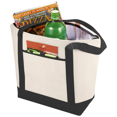 Lighthouse Non-Woven Cooler Tote - Natural, Black