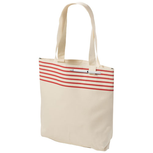 Freeport Striped Convention Tote Bag - Natural, Red
