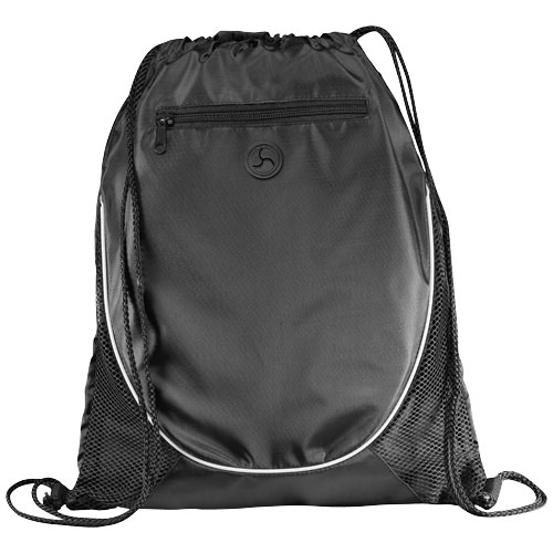Peek Zippered Pocket Drawstring Backpack - Black