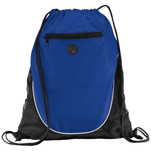 Peek Zippered Pocket Drawstring Backpack - Royal Blue, Black