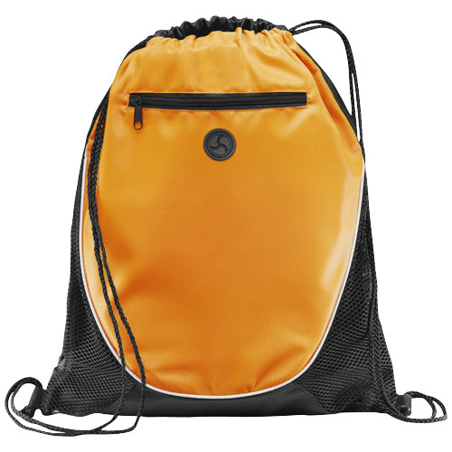 Peek Zippered Pocket Drawstring Backpack - Orange, Black