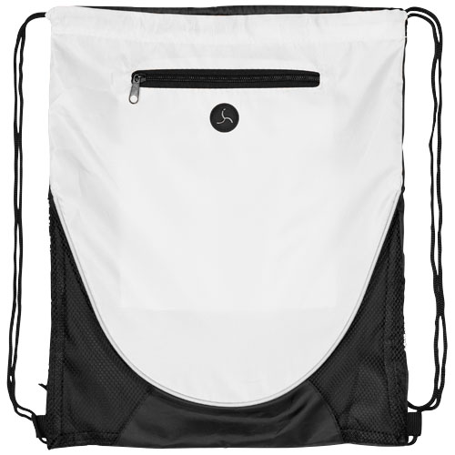 Peek Zippered Pocket Drawstring Backpack - White, Black