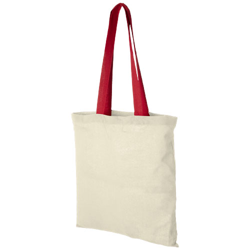 Nevada 100 G/M² Cotton Tote Bag Coloured Handles - Natural, Red