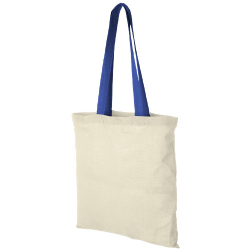 Nevada 100 G/M² Cotton Tote Bag Coloured Handles - Natural, Royal Blue