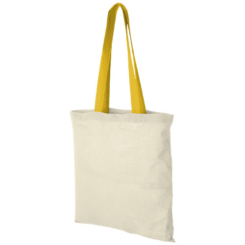 Nevada 100 G/M² Cotton Tote Bag Coloured Handles - Natural, Yellow