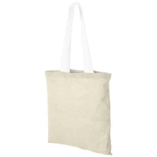 Nevada 100 G/M² Cotton Tote Bag Coloured Handles - Natural, White