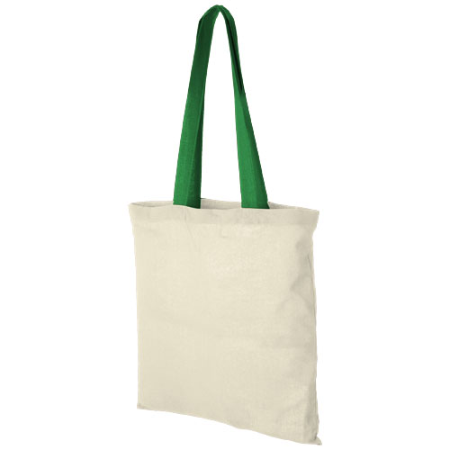 Nevada 100 G/M² Cotton Tote Bag Coloured Handles - Natural, Green