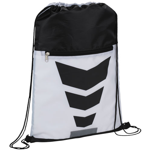 Courtside Zippered Pocket Drawstring Backpack - White, Black