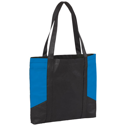 Joey Coloured Panel Non-Woven Tote Bag - Process Blue, Black