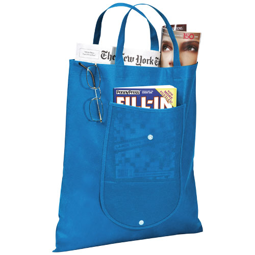 Maple Buttoned Foldable Non-Woven Tote Bag - Process Blue