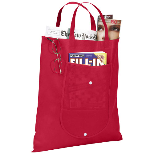 Maple Buttoned Foldable Non-Woven Tote Bag - Red
