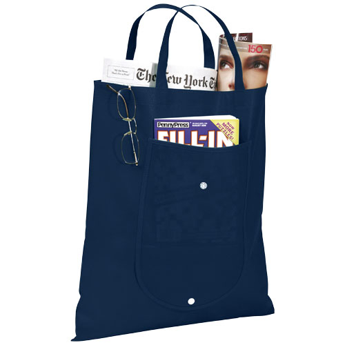 Maple Buttoned Foldable Non-Woven Tote Bag - Navy