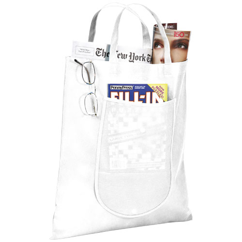 Maple Buttoned Foldable Non-Woven Tote Bag - White