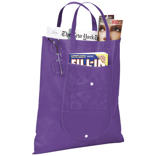 Maple Buttoned Foldable Non-Woven Tote Bag - Lavender
