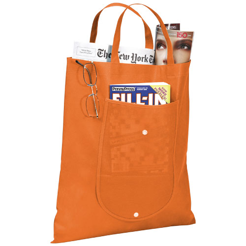 Maple Buttoned Foldable Non-Woven Tote Bag - Orange