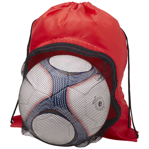 Goal Drawstring Backpack With Football Compartment - Red