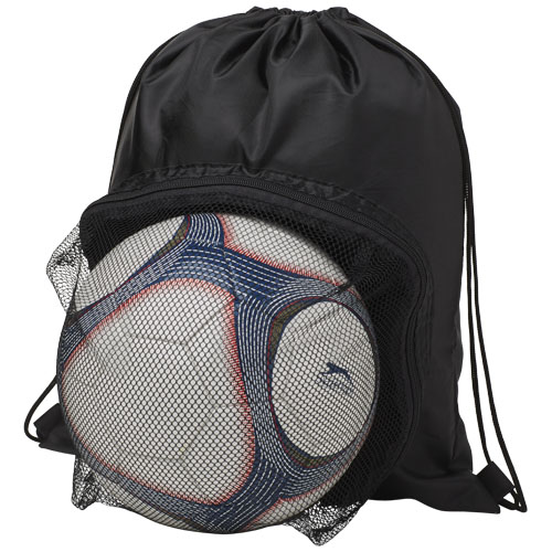 Goal Drawstring Backpack With Football Compartment - Black