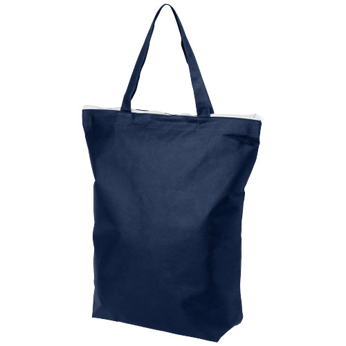 Privy Zippered Short Handle Non-Woven Tote Bag - Navy
