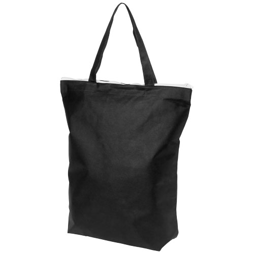 Privy Zippered Short Handle Non-Woven Tote Bag - Black