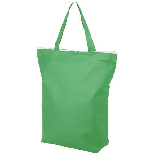 Privy Zippered Short Handle Non-Woven Tote Bag - Green