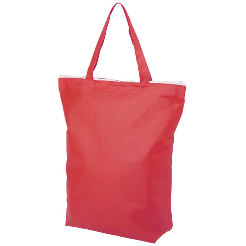 Privy Zippered Short Handle Non-Woven Tote Bag - Red