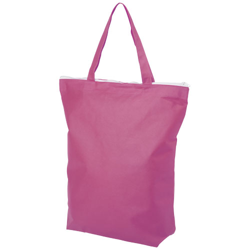 Privy Zippered Short Handle Non-Woven Tote Bag - Magenta
