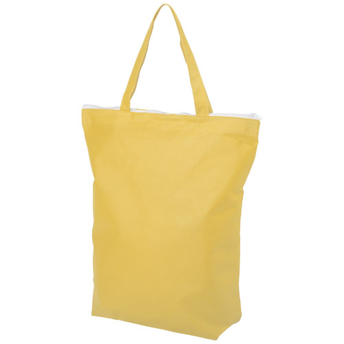 Privy Zippered Short Handle Non-Woven Tote Bag - Yellow