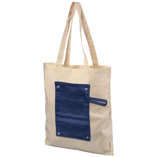 Snap 180 G/M² Roll-Up Buttoned Cotton Tote Bag - Navy