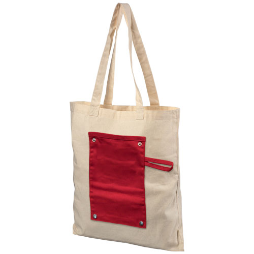 Snap 180 G/M² Roll-Up Buttoned Cotton Tote Bag - Red