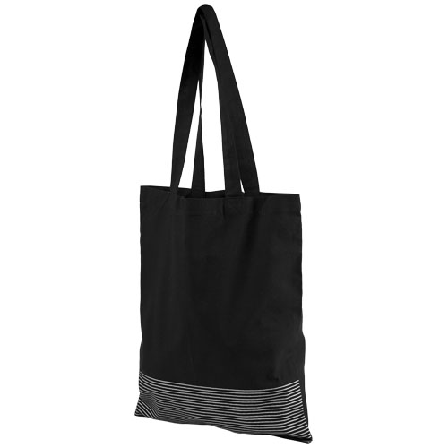 Aylin 140 G/M² Silver Lines Cotton Tote Bag - Black