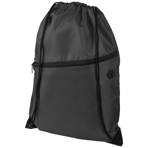 Oriole Zippered Drawstring Backpack - Black