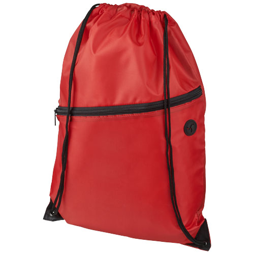 Oriole Zippered Drawstring Backpack - Red