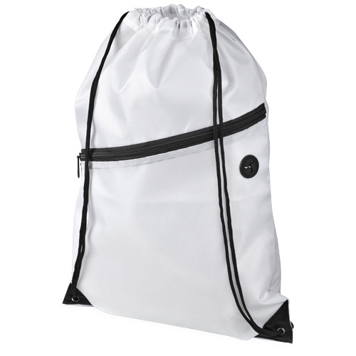Oriole Zippered Drawstring Backpack - White