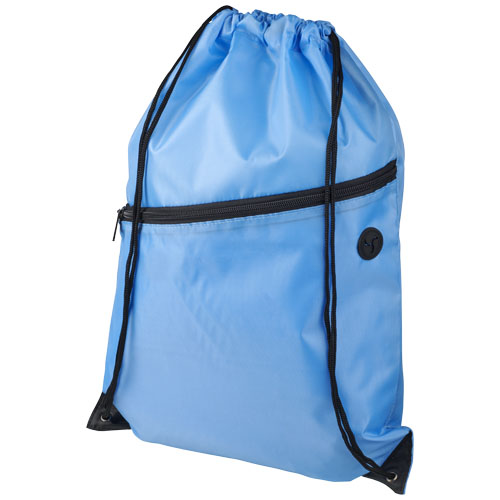 Oriole Zippered Drawstring Backpack - Light Blue