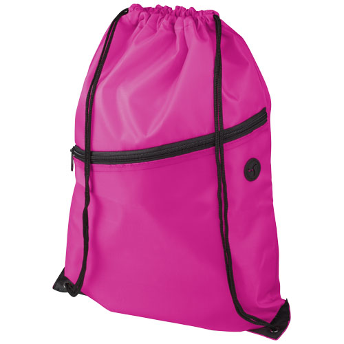 Oriole Zippered Drawstring Backpack - Magenta