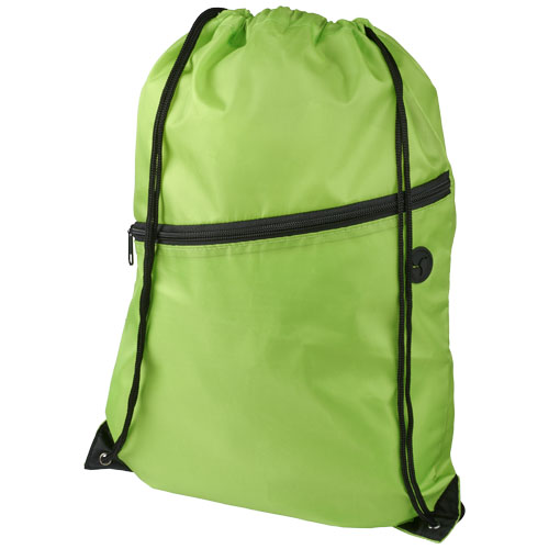 Oriole Zippered Drawstring Backpack - Lime Green