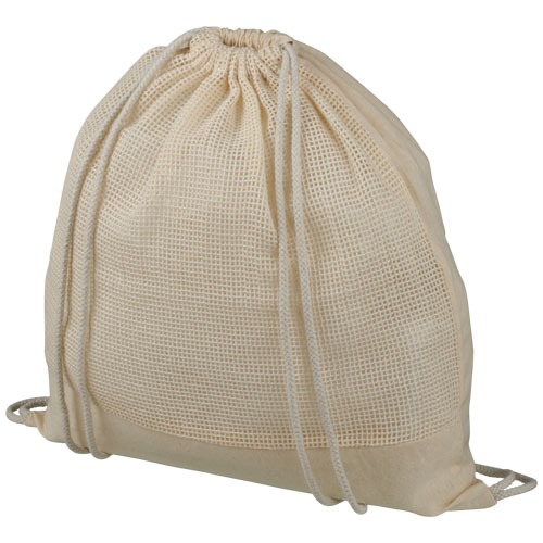 Maine Mesh Cotton Drawstring Backpack - Natural