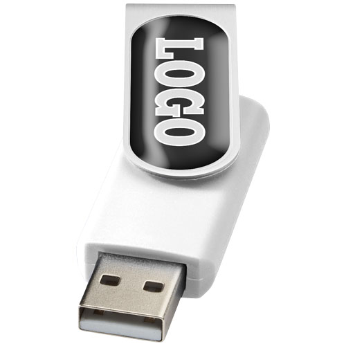 Rotate-Doming 2Gb Usb Flash Drive - White, Silver