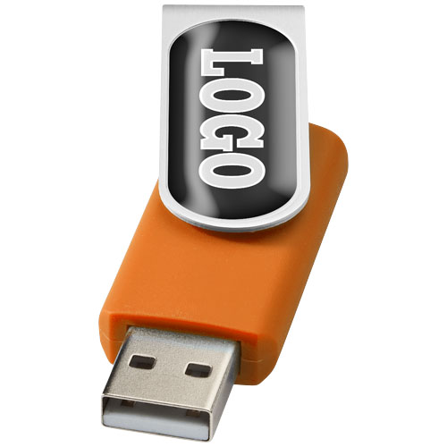 Rotate-Doming 2Gb Usb Flash Drive - Orange, Silver