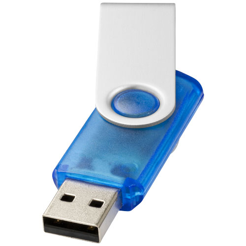 Rotate-Translucent 4Gb Usb Flash Drive - Transparent Blue, Silver
