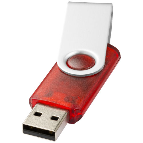 Rotate-Translucent 4Gb Usb Flash Drive - Red