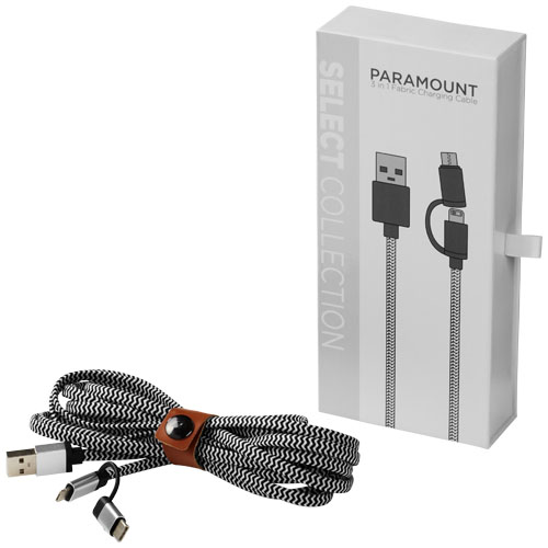 Paramount 3-In-1 Fabric Charging Cable - Black