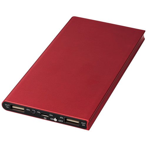 Plate 8000 Mah Aluminium Power Bank - Red