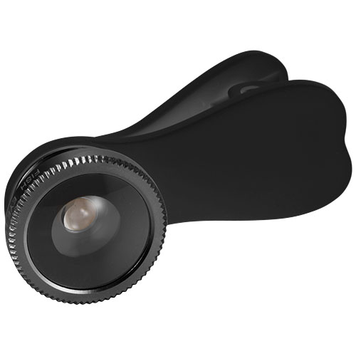 Fish-Eye Smartphone Camera Lens With Clip - Shiny Black, Black