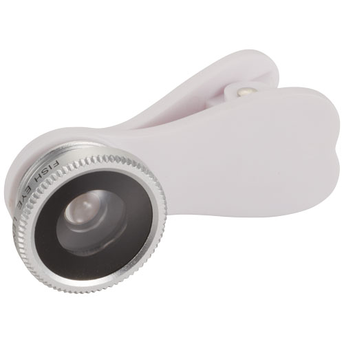 Fish-Eye Smartphone Camera Lens With Clip - White, Silver
