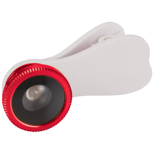 Fish-Eye Smartphone Camera Lens With Clip - White, Red