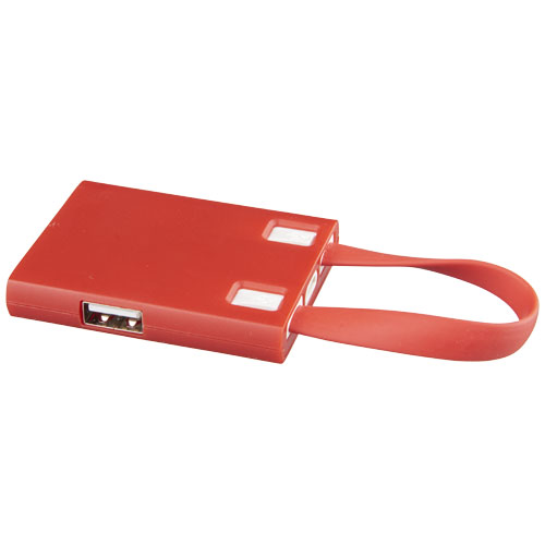 Revere 3-Port Usb Hub With 3-In-1 Cable - Red