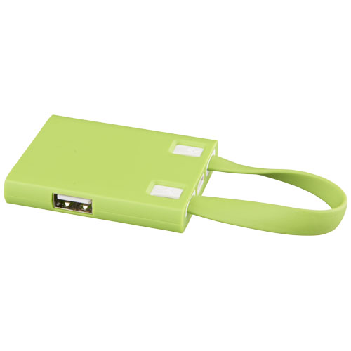 Revere 3-Port Usb Hub With 3-In-1 Cable - Lime Green