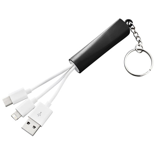 Route 3-In-1 Light-Up Charging Cable With Keychain - Black